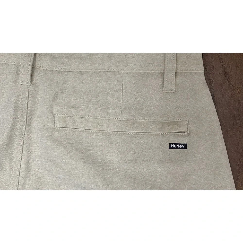 Hurley Hybrid Performance Shorts Sz 28 Khaki Quick Dry Walking Beach Resort Wear